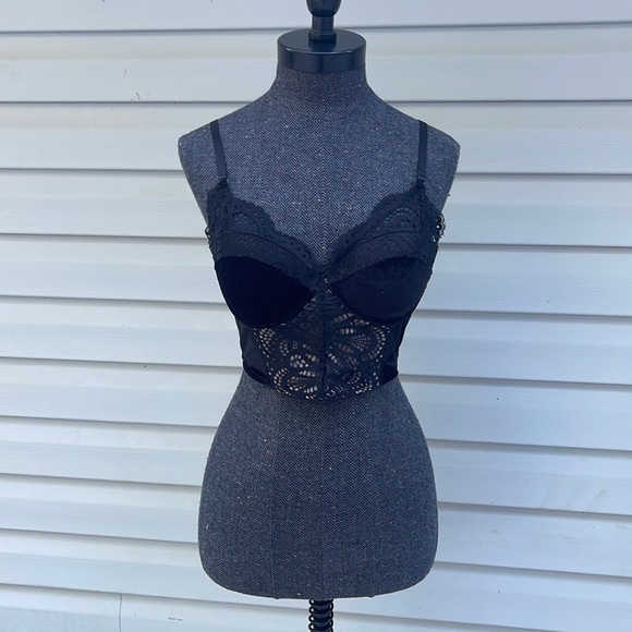 True by Rue21 Black Lace Sexy Bustier Top Size 32B - Picture 1 of 5